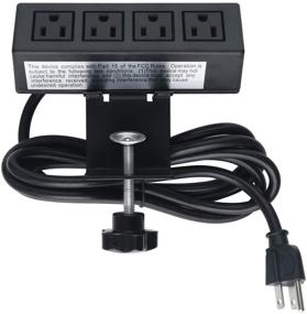 img 4 attached to 💡 Desktop Power Outlet Clamp Mount with 4 AC Outlets - Desk Clamp Power Strip with Removable Power Plugs and 6.56ft Cord (4 Outlet)