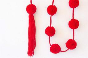 img 3 attached to Single Pom Garland Bright Red