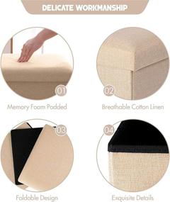 img 2 attached to ANMINY Foldable Storage Ottoman Cotton