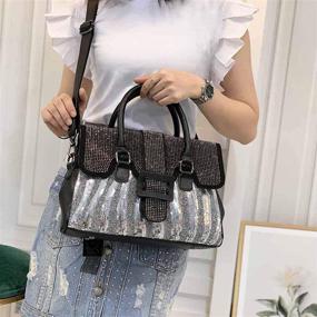 img 1 attached to 👜 JINMANXUE Trendy Tote Bags for Women: Stylish Top Handle Satchel Handbags with Rhinestone Embellishments