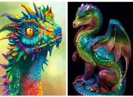 🐉 eiflow 2 pack diamond painting kits for adults - full drill embroidery art diy round drill mosaic painting - home wall decor - cool dragons - 30x40cm/11.8x15.7in logo