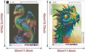 img 3 attached to 🐉 Eiflow 2 Pack Diamond Painting Kits for Adults - Full Drill Embroidery Art DIY Round Drill Mosaic Painting - Home Wall Decor - Cool Dragons - 30x40cm/11.8x15.7in