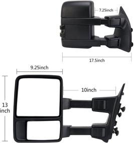 img 3 attached to 🚙 Black Pair Towing Mirror Replacement for Super Duty F250, F350, F450, F550 2008-2016