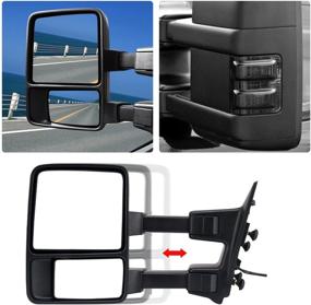 img 2 attached to 🚙 Black Pair Towing Mirror Replacement for Super Duty F250, F350, F450, F550 2008-2016