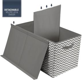 img 2 attached to 📦 Sorbus Chevron Gray Toy Chest with Flip-Top Lid - Kids Collapsible Storage for Nursery, Playroom, Closet & Home Organization (Large)