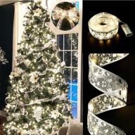 🎄 enhance your holiday decorations with gihoo christmas ribbon lights: 32ft (2x16ft) copper wire ribbon bows string lights – 100 led silvery lights for parties, weddings, and christmas trees логотип