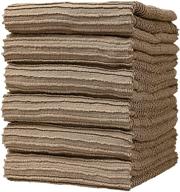 🍽️ large cotton kitchen hand towels - 6 pack - ribbed design (16"x26") - 340 gsm highly absorbent tea towels set with hanging loop - premium tan kitchen towels logo