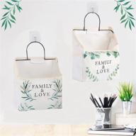 eucalyptus leaves 2 pack wall hanging storage bags: closet & kitchen organizer with sticky hooks, fabric hang storage for bathroom логотип