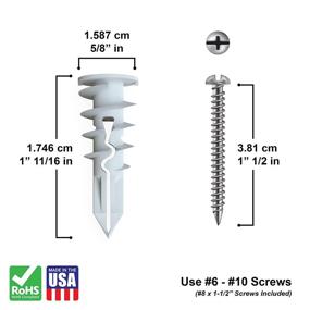 img 3 attached to TOGGLER SnapSkru Self Drilling Glass Filled Fastener Fasteners in Anchors