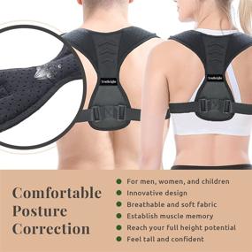 img 3 attached to 👍 Universal Fit Posture Corrector for Men and Women by TruHeight - Adjustable Back Straightener, Neck & Shoulder Pain Relief, Upper Back Brace and Clavicle Support