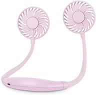 🌬️ skygenius rechargeable hands-free neck fan - portable, battery operated mini personal necklace fan (pink) logo