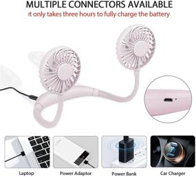 img 2 attached to 🌬️ SkyGenius Rechargeable Hands-Free Neck Fan - Portable, Battery Operated Mini Personal Necklace Fan (Pink)