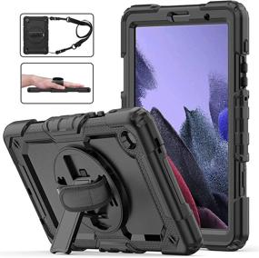 img 4 attached to Safeguard your Samsung Galaxy Tab A7 Lite 8.7 inch (2021) with Ambison Heavy Duty Case: Rotatable Kickstand, Hand Strap, Shoulder Strap [Black]