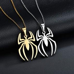 img 2 attached to Stainless Steel Lightweight Spiderman Spider Pendant Necklace - Charm Jewelry for Kids, Women, Boys, Girls - RZCXBS