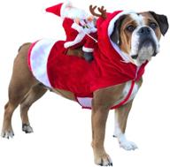 🎅 cuteboom dog christmas costume: santa claus riding reindeer clothes for small to large dogs - festive pet attire логотип