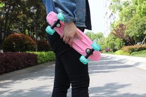 img 1 attached to 🛹 Pink Mini Skateboard: CyBoard 17"X5" - Stylish Mini Cruiser Board with Soft PU Wheel