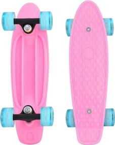 img 4 attached to 🛹 Pink Mini Skateboard: CyBoard 17"X5" - Stylish Mini Cruiser Board with Soft PU Wheel