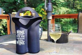 img 1 attached to Sidekick Wine Tote - Wine Enhances With Age and I Enhance With Wine Meme - 2 Bottle - Black