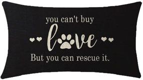 img 2 attached to ITFRO Nice Dog Lover Gift: Paw Prints You Can't Buy Love, 🐾 But You Can Rescue It Burlap Black Throw Pillow Case - 12x20 Inches