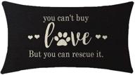 itfro nice dog lover gift: paw prints you can't buy love, 🐾 but you can rescue it burlap black throw pillow case - 12x20 inches logo