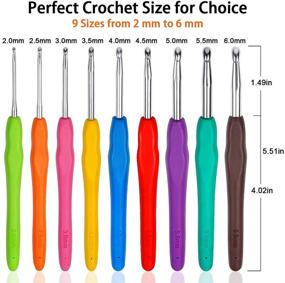 img 3 attached to 🧶 Crochet Hooks Set, 9 Sizes Aluminum Knitting Needles Kit with Soft Grip Handle for Arthritic Hands, including Measuring Tape, Stitch Markers, and Sewing Needles - Set of 31PCS
