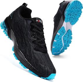 img 4 attached to Enhanced Performance: PUWAN Men's Reflective Running Shoes with Air Cushion for Outdoor Athletic Activities