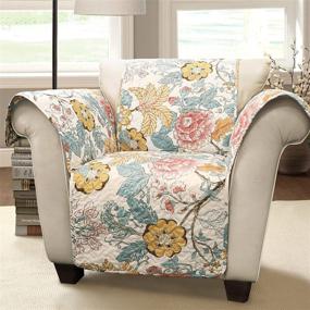 img 4 attached to 🌼 Lush Decor Sydney Furniture Protector-Armchair Cover, Floral Leaf Garden Design-Blue and Yellow, Chair; Blue & Yellow