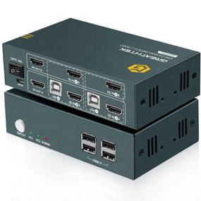 img 4 attached to Переключатель KVM для двух мониторов с расширенным дисплеем 4К@60 Гц высокой производительности, HDMI 2-портовый переключатель для экранов ПК, клавиатуры и мыши. Поддерживает переключатель кнопки. Конфигурация 2 в 2.