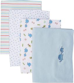 img 4 attached to Organic Cotton Flannel Receiving Blanket Set for Babies - Pack of 4 by Spasilk