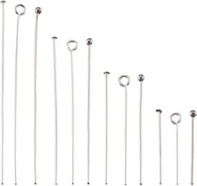 img 3 attached to 📿 Pandahall Stainless Steel Jewelry Pins Set - 720Pcs Flat Head Pins, Open Eye Pins, Ball Head Pins - 20mm, 30mm, 40mm, 50mm Long for Dangle Charm Jewelry Making