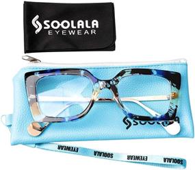 img 3 attached to SOOLALA Anti-Blue Light Cat Eye Reading Glasses 👓 with Pearl Inlay Arms: Protect Your Eyes in Style!