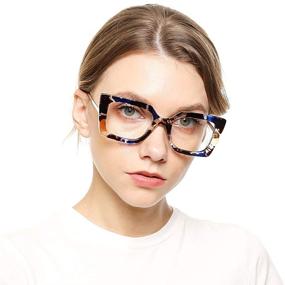 img 1 attached to SOOLALA Anti-Blue Light Cat Eye Reading Glasses 👓 with Pearl Inlay Arms: Protect Your Eyes in Style!