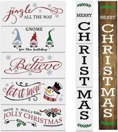 8pcs reusable christmas stencils for painting on wood - farmhouse style merry christmas front porch sign stencils, including gnome, believe, let it snow, and jingle all the way stencils logo