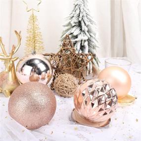 img 2 attached to 🎄 Elegant 4-Inch Rosegold Shatterproof Christmas Ball Ornaments - 4Pcs Set by ISULIFE