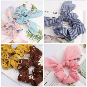 img 3 attached to 🐰 Elegant AOPRIE Hair Bunny Scrunchies: 20Pcs Bow-Chiffon Hair Elastics for Women