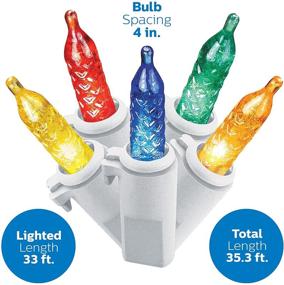 img 2 attached to 🎄 Philips 100 LED Multicolor Faceted Mini Christmas Lights on White Wire - UL Listed for Indoor/Outdoor Use - 35.33' Total Length with 4" Bulb Spacing - Ideal String Lights for Christmas Tree Decorating