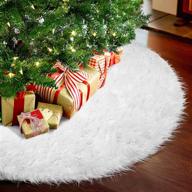 🎄 50 inch thicker & ultra soft white christmas plush tree skirt: enhance your christmas decorations with machine washable snowy white fur skirt logo