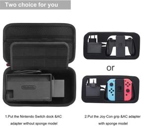 img 2 attached to 🎮 Nintendo Switch Carrying Case - Bestico Protective Hard Shell Travel Pouch for Switch OLED Model, Console, AC Adapter, Joy-con Grip, Strap, and 10 Game Cards