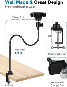 img 2 attached to 📷 InnoGear 25 Inch Flexible Webcam Stand with Gooseneck for Logitech BRIO C920 C920S C922 C922x C925e C930 C930e C615, Cell Phone Stand Desk Mount Camera Stand