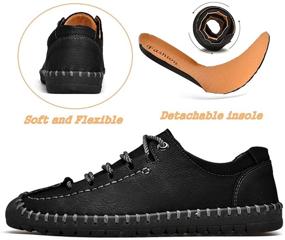 img 1 attached to Handmade Lace Up Men's Shoes - Breathable Qiucdzi Loafers