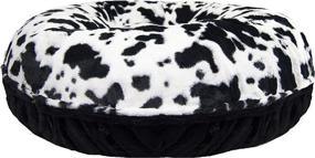 img 3 attached to 🐾 Bessie and Barnie Signature Black Puma/ Spotted Pony Plush Faux Fur Bagel Pet Bed (Multiple Sizes) - Enhanced for SEO