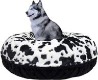 🐾 bessie and barnie signature black puma/ spotted pony plush faux fur bagel pet bed (multiple sizes) - enhanced for seo logo