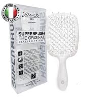 💆 janeke superbrush detangler brush: the original italian patent for easy, anti-static haircare - wet or dry use, flexible & nylon bristles: ideal for all hair types - long, thick, curly (white) logo