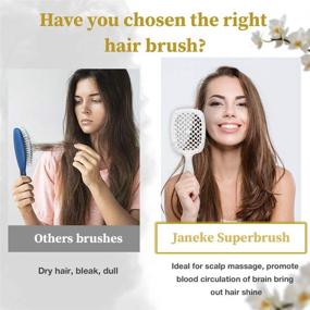 img 2 attached to 💆 Janeke Superbrush Detangler Brush: The Original Italian Patent for Easy, Anti-static Haircare - Wet or Dry Use, Flexible & Nylon Bristles: Ideal for All Hair Types - Long, Thick, Curly (White)