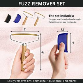 img 1 attached to 🌿 Eco-Friendly Lint Roller Replacement Tool Set - 4pc Lint Remover, Fabric Shaver and Carpet Rake - Includes 2 Mini Lint Cleaners and Fur Removers for Clothing, Hats, Furniture and Vehicle Upholstery