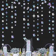 🌟 мерцающий 16-й день рождения юбилейная свадебная гирлянда для душа невесты л׬тинская вечеринка - металлическая висячая гирлянда для декора для девочек - кружочки twinkle star логотип