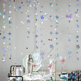 img 2 attached to 🌟 Iridescent 16th Birthday Sweet Sixteen Wedding Anniversary Bridal Shower Party Garland Kit - Metallic Hanging Streamer Bunting Banner Backdrop Decorations for Girls - Circle Dot Twinkle Star