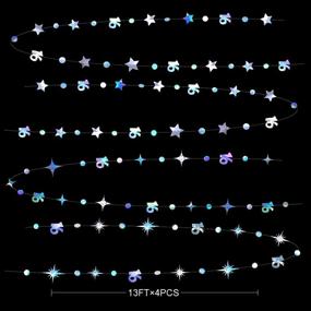 img 3 attached to 🌟 Iridescent 16th Birthday Sweet Sixteen Wedding Anniversary Bridal Shower Party Garland Kit - Metallic Hanging Streamer Bunting Banner Backdrop Decorations for Girls - Circle Dot Twinkle Star