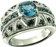 rb gems sterling rhodium plated london blue topaz boys' jewelry ~ rings logo