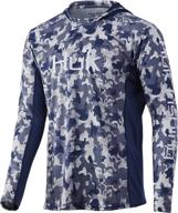 🎣 huk men's icon x camo hoodie: the ultimate upf 50+ long-sleeve fishing shirt logo